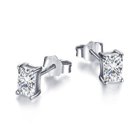 [Bieber Jewelry ]Stylish Shiny Rectangular Center Stone Stud Earrings