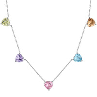 [Bieber Jewelry ]Sparkling Colorful Heart Cut Necklace