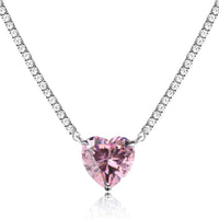 [Bieber Jewelry ]8.0 Carat Versatile Colorful Sweet Heart-Shaped Tennis Necklace