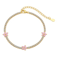[Bieber Jewelry ]Sparkling Flower Shape Tennis Bracelet