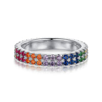 [Bieber Jewelry ]Unique Colorful Round Cut Tennis Ring