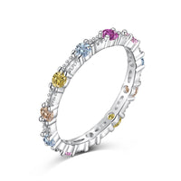 [Bieber Jewelry ]Sparkling Colorful Round Cut Tennis Ring