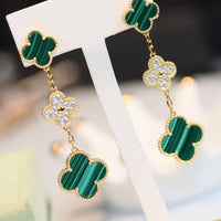 [Bieber Jewelry ]CLOVER EARRINGS GOLD MALACHITE DIAMOND 3 MOTIF