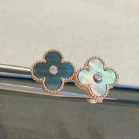 [Bieber Jewelry ]CLOVER MEDIUM 1 MOTIFS GRAY MOP  DIAMOND EARRINGS