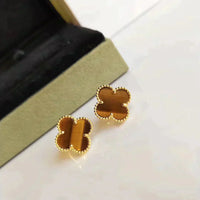 [Bieber Jewelry ]CLOVER MEDIUM 1 MOTIFS TIGER EYE EARRINGS