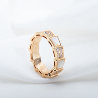 [Bieber Jewelry ]SERPENTI RING PINK GOLD MOP DIAMOND PAVED 4MM