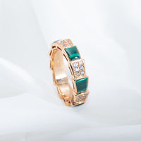 [Bieber Jewelry ]SERPENTI RING PINK GOLD MALACHITE DIAMOND PAVED 4MM
