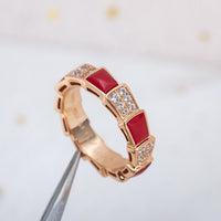[Bieber Jewelry ]SERPENTI RING PINK GOLD CARNELIAN DIAMOND PAVED 4MM
