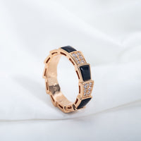 [Bieber Jewelry ]SERPENTI RING PINK GOLD BLACK MOP DIAMOND PAVED 4MM