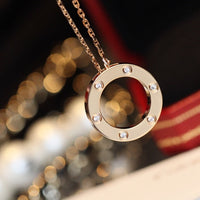 [Bieber Jewelry ]LOVE NECKLACE 16MM 6 DIAMONDS PINK GOLD