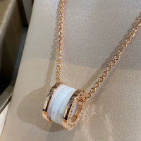 [Bieber Jewelry ]ZERO 1 WHITE CERAMIC PINK GOLD NECKLACE