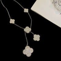 [Bieber Jewelry ]CLOVER 5 MOTIFS SILVER DIAMONDS NECKLACE