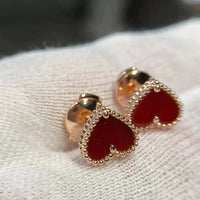 [Bieber Jewelry ]HEART CARNELIAN STUD EARRINGS