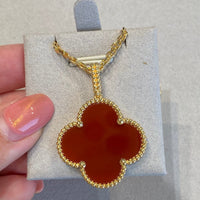 [Bieber Jewelry ]CLOVER 25MM NECKLACE GOLD CARNELIAN