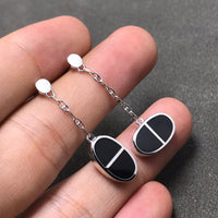 [Bieber Jewelry ]CHAINE VERSO BLACK CERAMIC SILVER EARRINGS