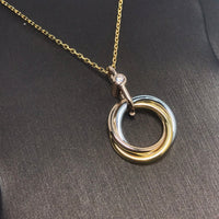 [Bieber Jewelry ]TRINITY SILVER GOLD PINK GOLD NECKLACE