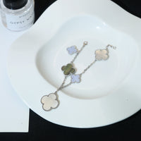 [Bieber Jewelry ]CLOVER BRACELET 5 MOTIFS MOP CHALCEDONY SILVER
