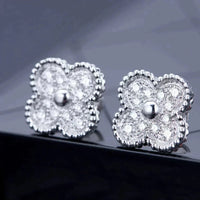 [Bieber Jewelry ]CLOVER 1 MOTIFS DIAMOND STUD EARRINGS SILVER