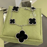[Bieber Jewelry ]CLOVER 5 MOTIFS SIVLER ONYX BRACELET