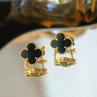 [Bieber Jewelry ]CLOVER MEDIUM 1 MOTIFS  ONYX STUD EARRINGS