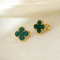[Bieber Jewelry ]CLOVER MEDIUM 1 MOTIFS MALACHITE  EARRINGS