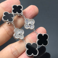 [Bieber Jewelry ]CLOVER 3 MOTIF DIAMOND ONYX SILVER EARRINGS