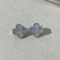 [Bieber Jewelry ]CLOVER CHALCEDONY SILVER STUD EARRINGS
