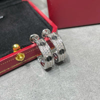 [Bieber Jewelry ]LOVE CERAMIC DIAMOND PAVED SILVER EARRINGS