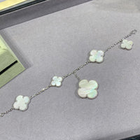 [Bieber Jewelry ]CLOVER 5 MOTIF WHITE MOP SILVER BRACELET