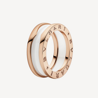 [Bieber Jewelry ]ZERO 1 TWO-BAND LOOPS AND WHITE CERAMIC SPIRAL PINK GOLD RING