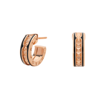 [Bieber Jewelry ]ZERO 1 ROCK PINK GOLD EARRINGS WITH STUDDED SPIRAL AND BLACK CERAMIC