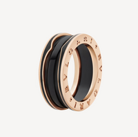 [Bieber Jewelry ]ZERO 1 TWO-BAND WITH MATTE BLACK CERAMIC PINK GOLD RING
