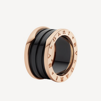 [Bieber Jewelry ]ZERO 1 FOUR-BAND LOOPS AND BLACK CERAMIC SPIRAL PINK GOLD RING