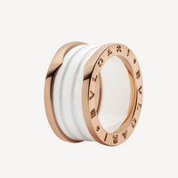 [Bieber Jewelry ]ZERO 1 FOUR-BAND LOOPS AND WHITE CERAMIC SPIRAL PINK GOLD RING