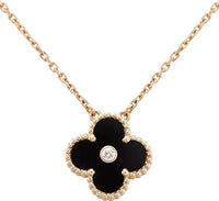 [Bieber Jewelry ]CLOVER 15MM DIAMOND ONYX NECKLACE