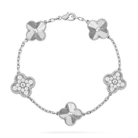[Bieber Jewelry ]CLOVER 5 MOTIF SILVER DIAMOND BRACELET