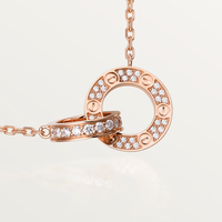 [Bieber Jewelry ]LOVE 7.6MM NECKLACE ROSE GOLD AND SILVER  FULL DIAMOND