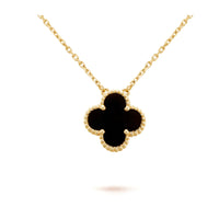 [Bieber Jewelry ]CLOVER 15MM BLACK ONYX SINGLE FLOWER NECKLACE