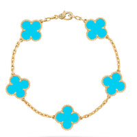 [Bieber Jewelry ]CLOVER 5 MOTIFS TURQUOISE BRACELET