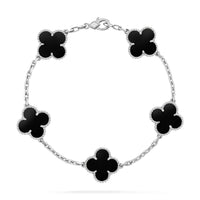 [Bieber Jewelry ]CLOVER 5 MOTIF ONYXS  BRACELET SILVER