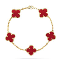 [Bieber Jewelry ]CLOVER 5 MOTIFS RED AGATE  BRACELET