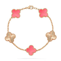 [Bieber Jewelry ]CLOVER BRACELET 5 MOTIF PINK AND PINK GOLD