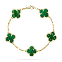 [Bieber Jewelry ]CLOVER 5 MOTIFS MALACHITE BRACELET