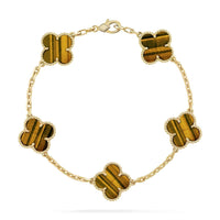 [Bieber Jewelry ]CLOVER  5 MOTIFS TIGER EYE BRACELET