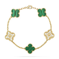 [Bieber Jewelry ]CLOVER  5 MOTIF MALACHITE DIAMOND BRACELET