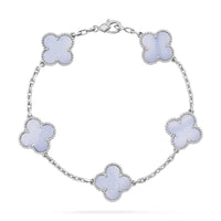 [Bieber Jewelry ]CLOVER  5 MOTIF PURPLE CHALCEDONY BRACELET SILVER