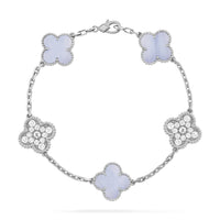 [Bieber Jewelry ]CLOVER  5 MOTIF DIAMOND PURPLE CHALCEDONY BRACELET SILVER