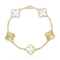 [Bieber Jewelry ]CLOVER BRACELET 5 MOTIF WHITE MOP PINK GOLD