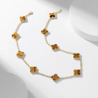 [Bieber Jewelry ]CLOVER 10 MOTIFS TIGER EYE NECKLACE
