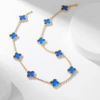 [Bieber Jewelry ]CLOVER 10 MOTIFS BLUE AGATE NECKLACE